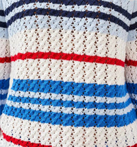 Tribal - Striped Crew Neck Sweater With Cable Detail