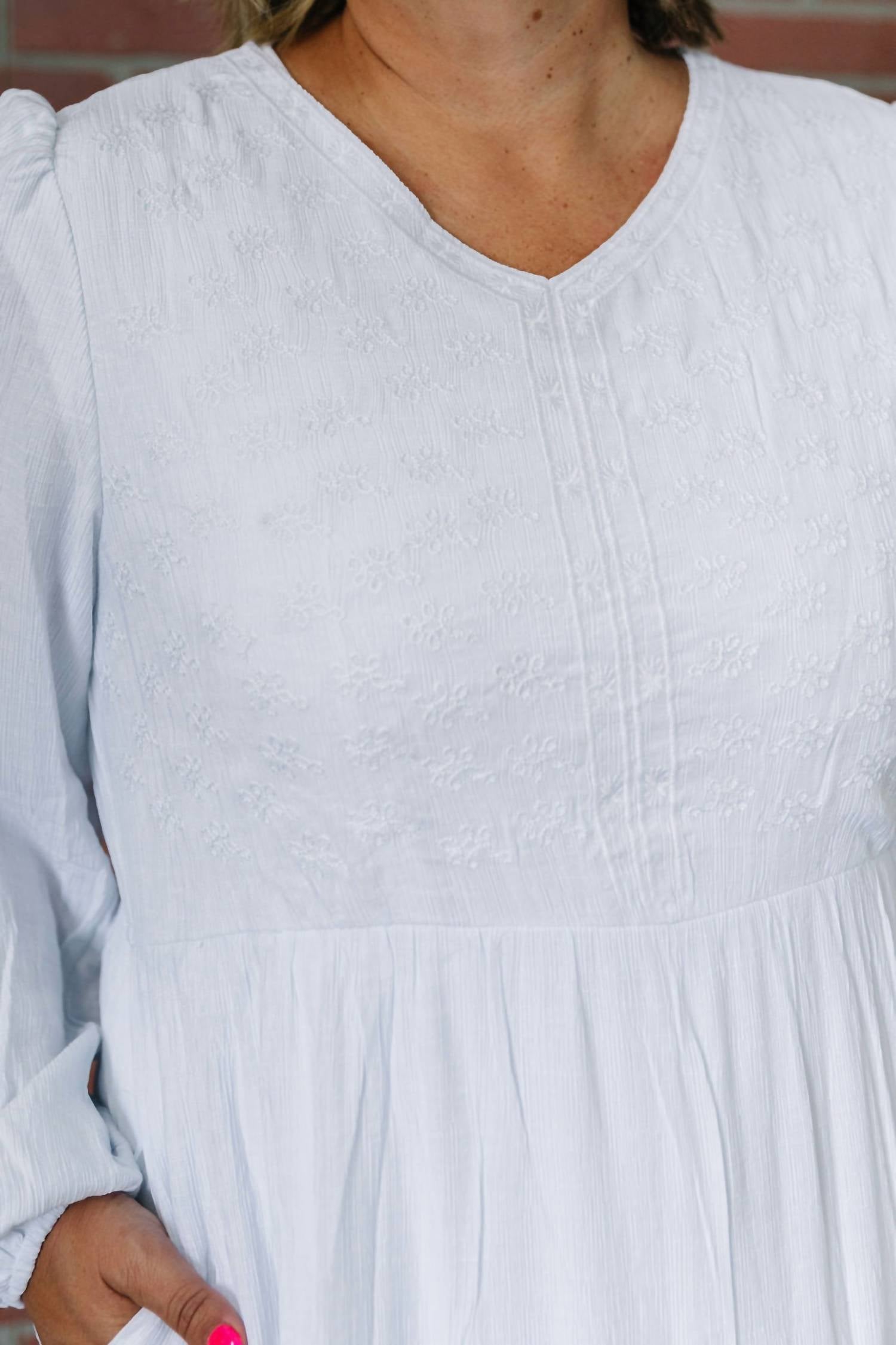 The White All In Tiered V-neck Dress in tiered v neck dress in white - women's dress - view 5