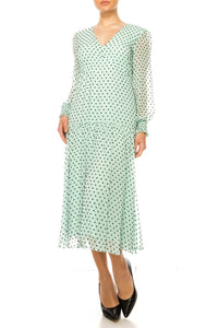 Maison Tara - Long Sleeve Empire Waist Maxi Dress