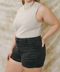 Kancan - High Rise Denim Shorts - Plus