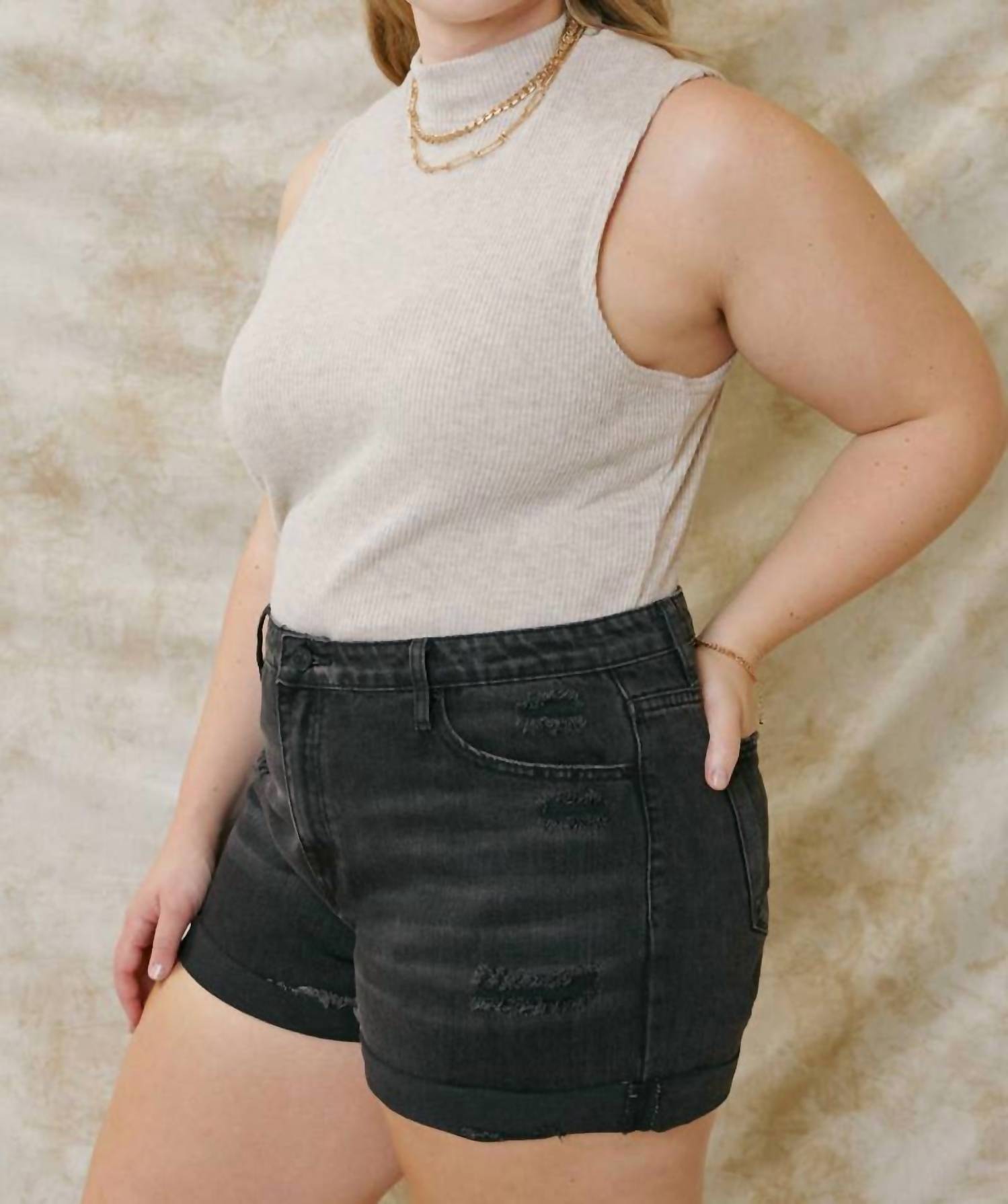 Kancan - High Rise Denim Shorts - Plus