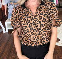 Thml - Short Sleeve Cheetah Print Top