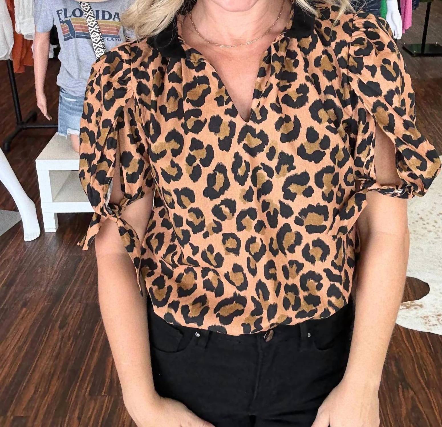 Thml - Short Sleeve Cheetah Print Top