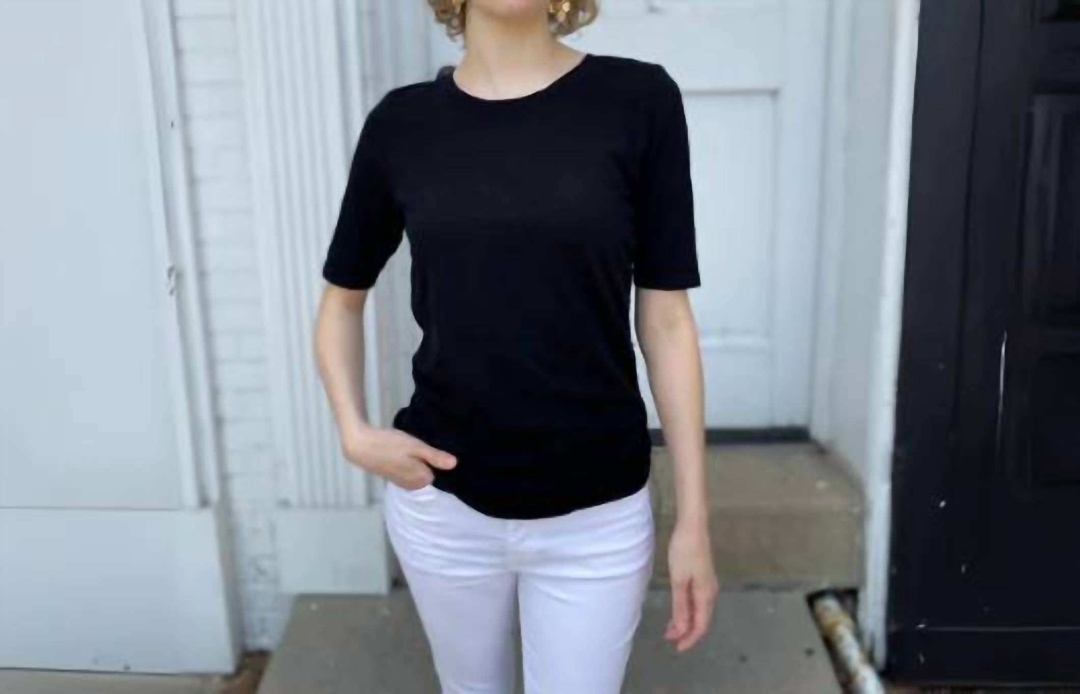 Elliott Lauren - Elbow Sleeve Tee With Rouched Side