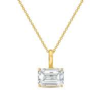 Diana M Jewels - 4.00 Ct Lab-grown Emerald-shaped East–west Diamond Pendant Necklace On A Solid Bail