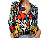 Joidart - Geometric Print Button Up Blouse