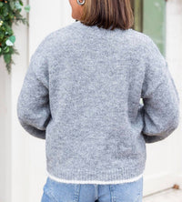 AnnieWear Everyday Edge Contrast Cardigan in grey - women's cardigan - detail view