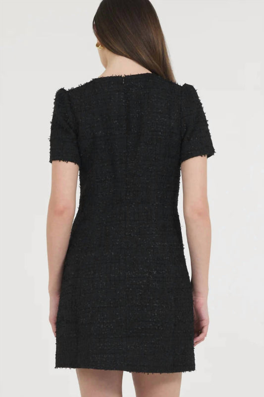 Stellah - Novelty Tweed Short Sleeves Mini Dress