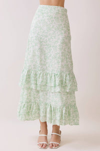 Tcec - Floral Ruffle Maxi Skirt