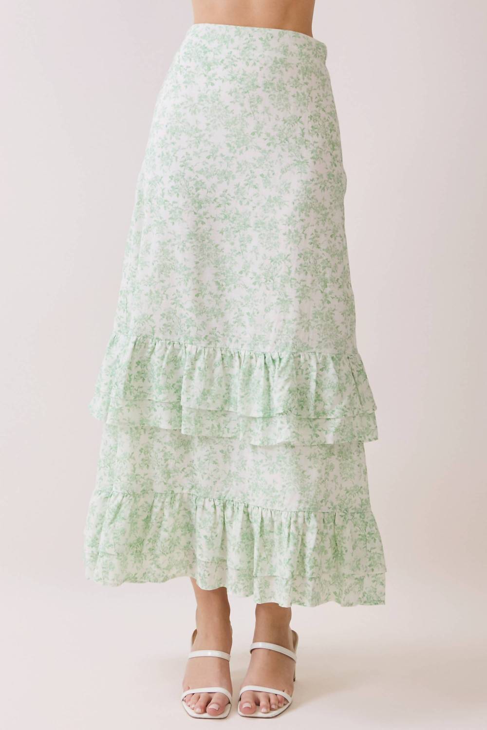 Tcec - Floral Ruffle Maxi Skirt
