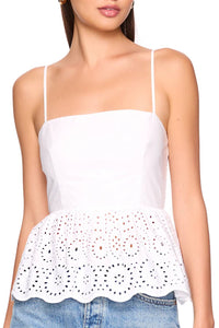 Susana Monaco - Embroidered Poplin String Peplum Top