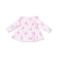 Angel Dear - Girl's Pretty Bows Ruffle Top & Ribbed Legging Set