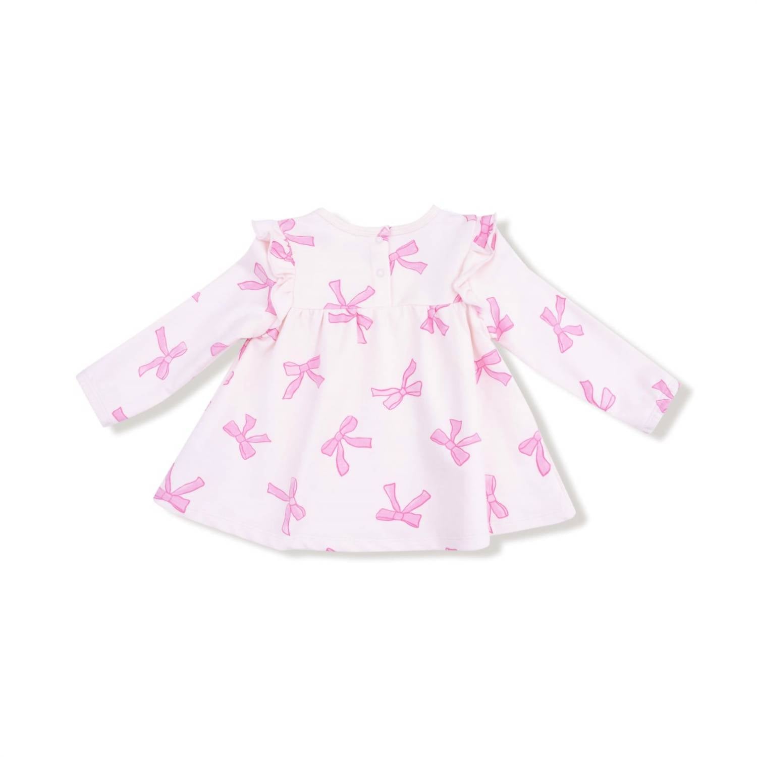 Angel Dear - Girl's Pretty Bows Ruffle Top & Ribbed Legging Set