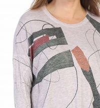 Jess & Jane Contours Knit Jersey Dolman Sleeve Top in abstract art - women's blouse - alternate view