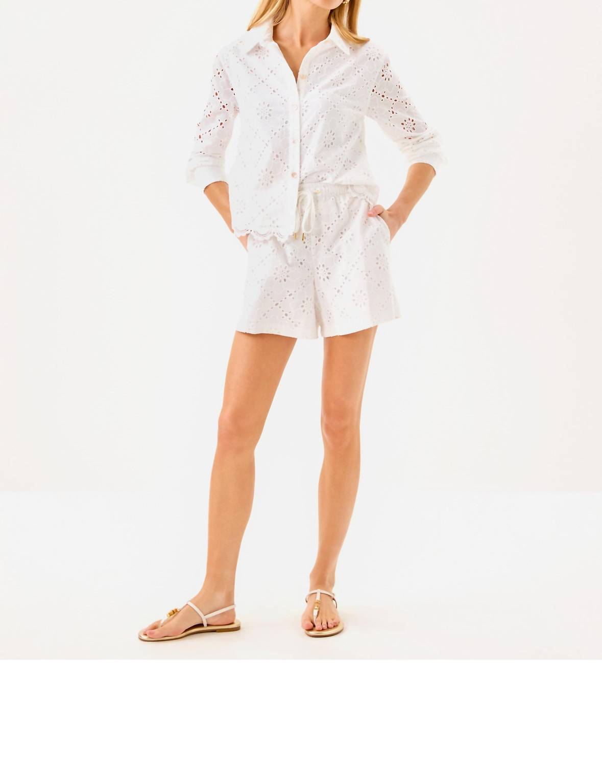 Lilly Pulitzer Croix Eyelet Shorts in resort white beach haven eyelet - women's shorts - view 4