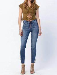 Judy Blue - Edinburg High Rise Split Hem Skinny Jeans - Regular Sizing