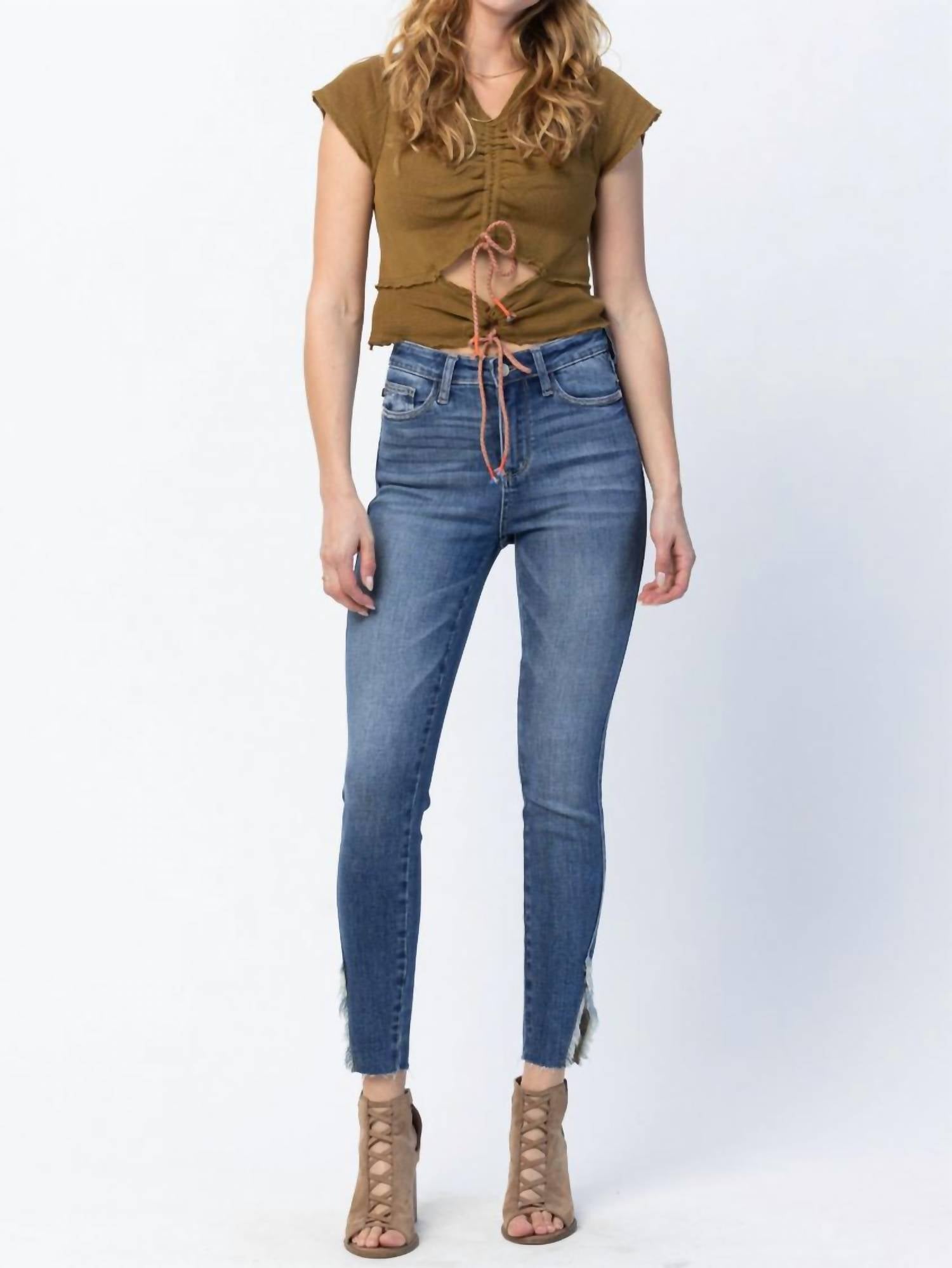 Judy Blue - Edinburg High Rise Split Hem Skinny Jeans - Regular Sizing
