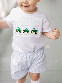 Teeta - Tractor Smocked Short Set