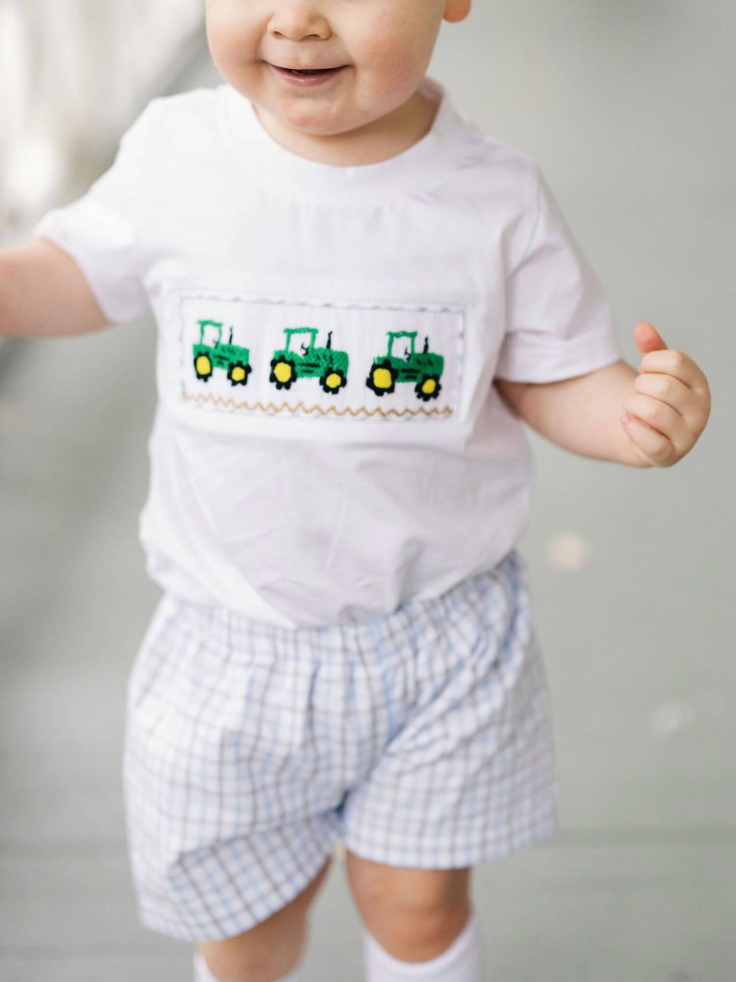 Teeta - Tractor Smocked Short Set