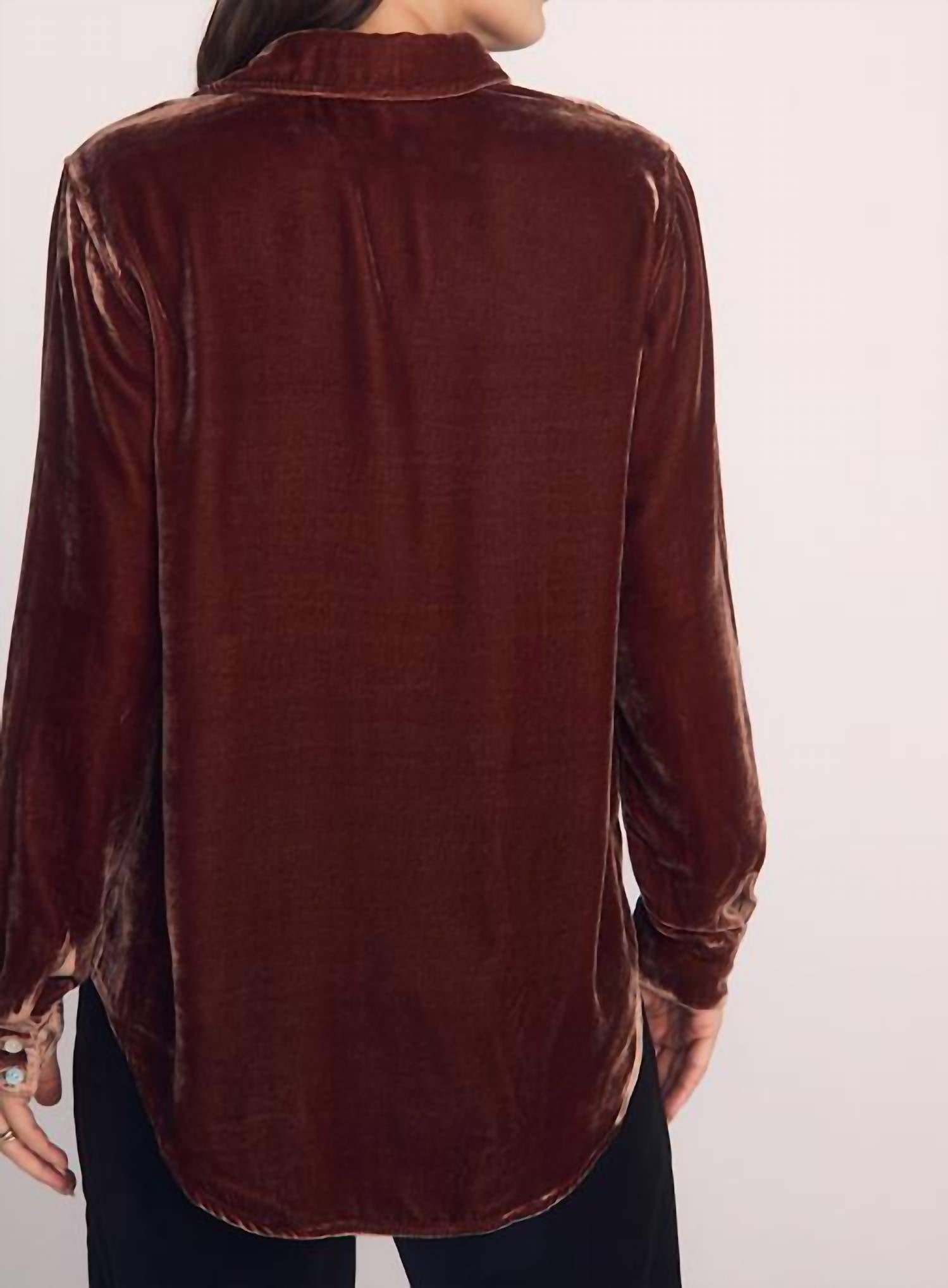 Bella Dahl Long Sleeve Classic Shirt in amber honey - women's long sleeve top - alternate view