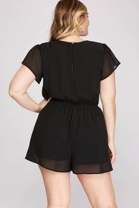 She + Sky - Ruffled Woven Romper