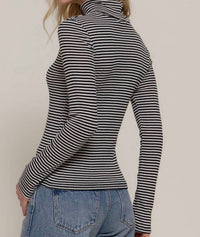 Active Basic - Stripe Long Sleeve Turtleneck Top