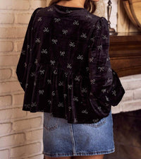 So Me - Tina Bow Tie Velvet Top