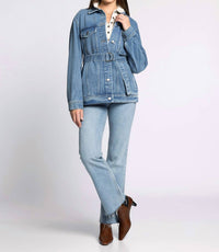 Thread & Supply Nevada Jacket in medium wash denim - women's jacket - detail view