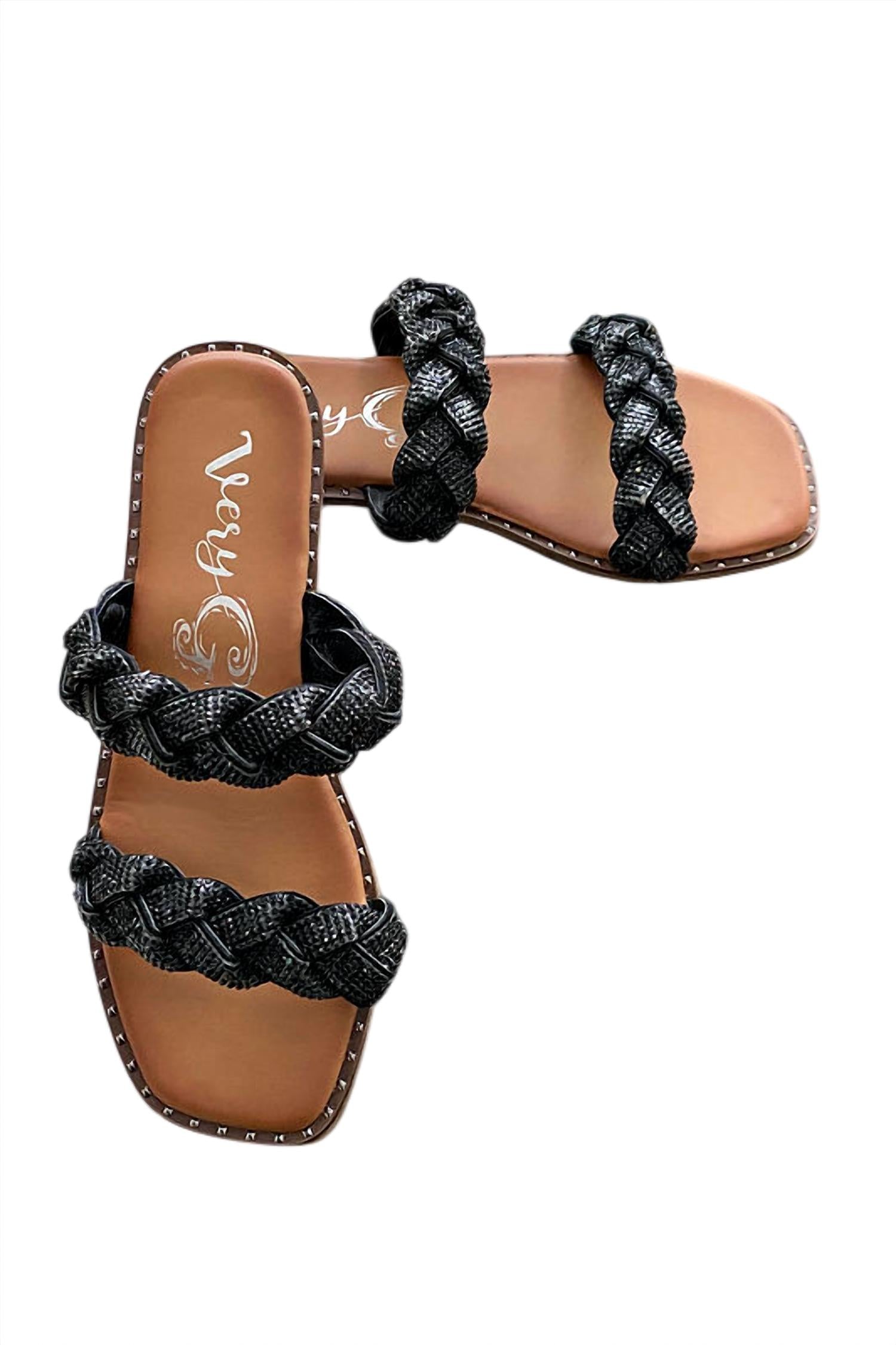 Very G - Women's Twisty Rhinestone Braided Sandals