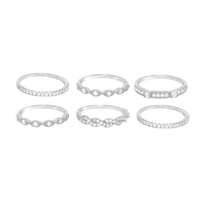 Allyanna Gifts - Women's 6 Band Cubic Zirconia Stackable Ring Set