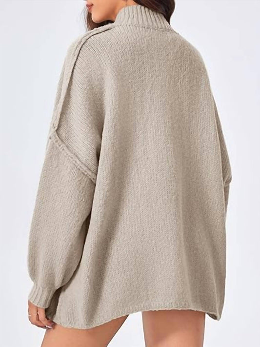 Hiddenbrand - Chloe Elegant Lantern Sleeve Plain Vintage Loose Cardigan