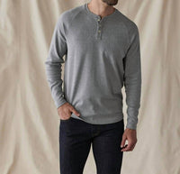 The Normal Brand Puremeso Everyday Henley Top - Plus in heather grey - men's long sleeve top