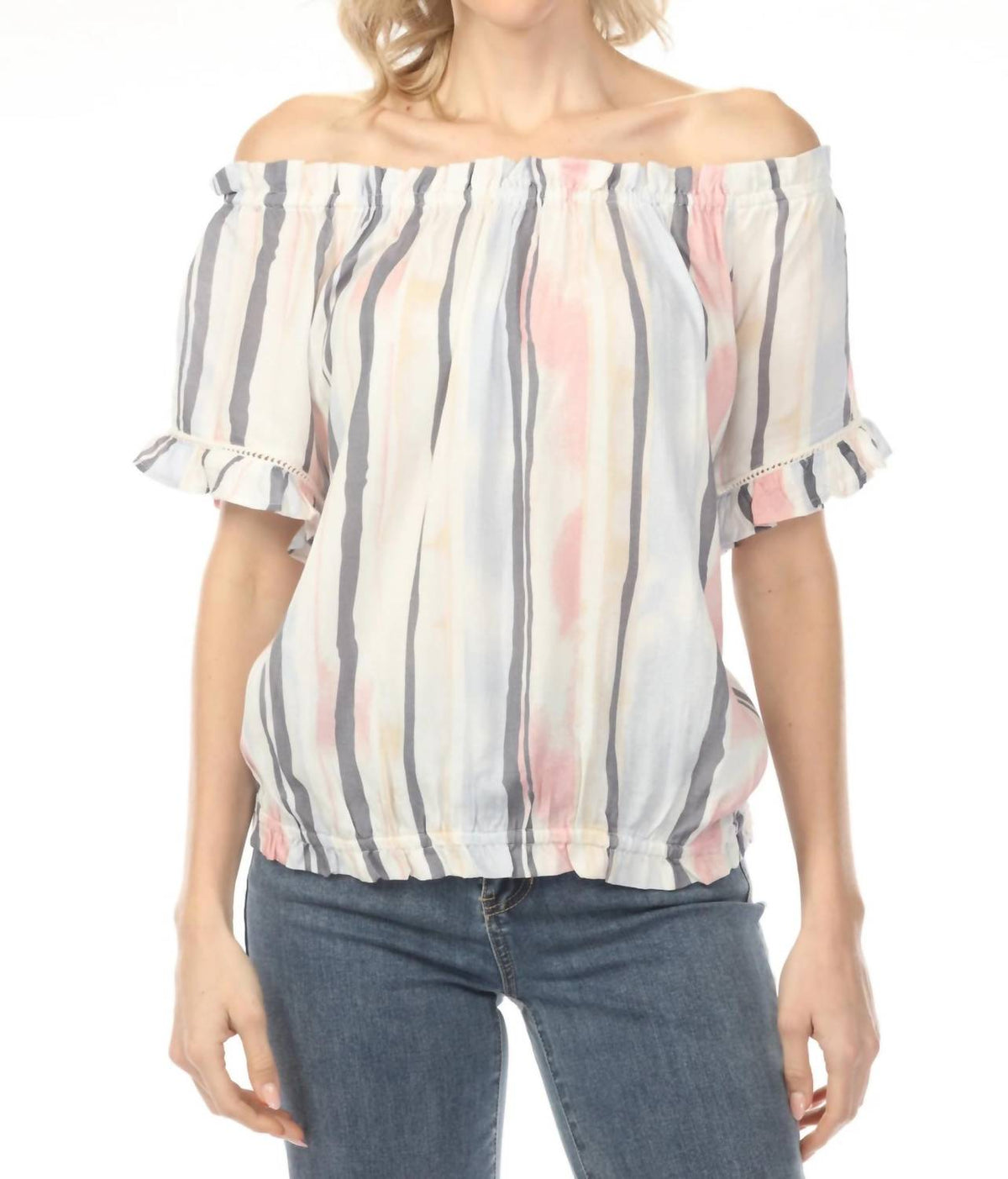 Charlie B - Striped Off-shoulder Peasant Blouse