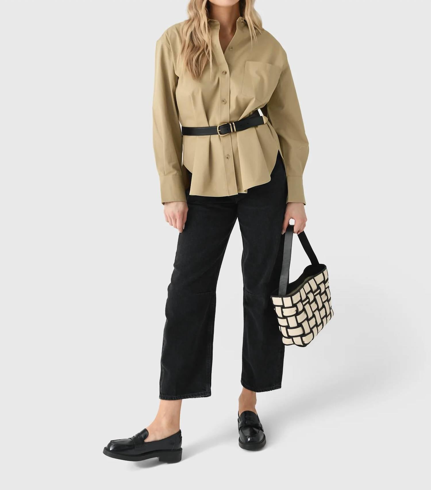 Vince - Oversized Shirt with Faux Leather