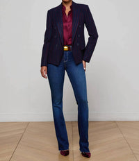 L'Agence Kenzie Pinstriped Blazer in midnight red pinstripe - women's jacket - view 6