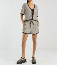 Very J - Wave Trim Detail Knit Top & Shorts Set