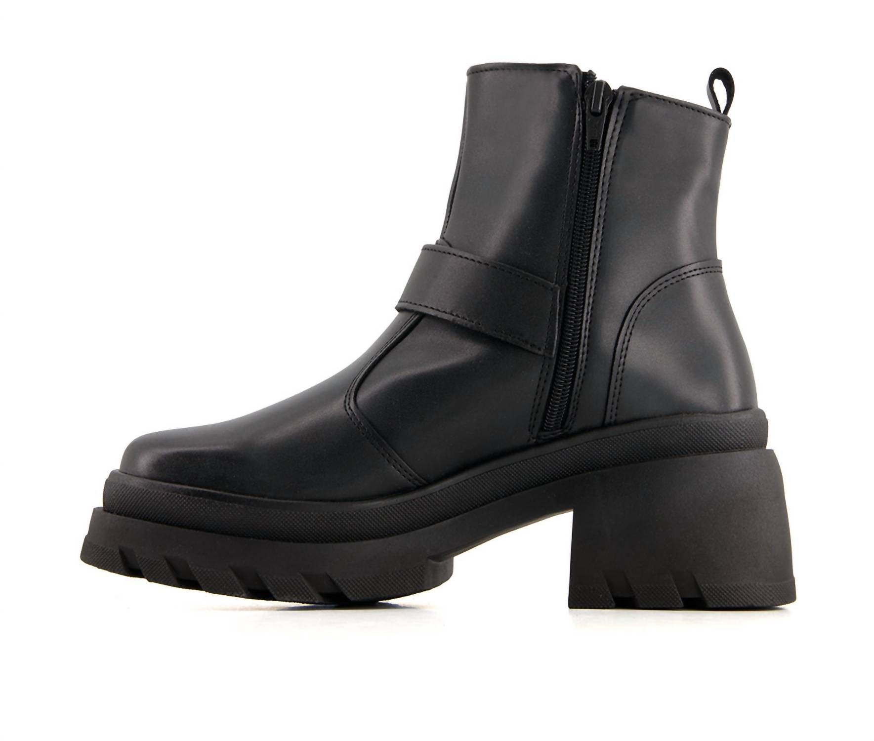 Andrea - Women's Biker Boots With Buckle