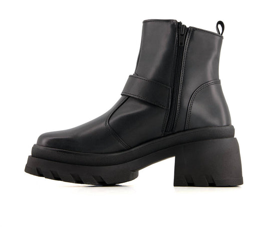 Andrea - Women's Biker Boots With Buckle