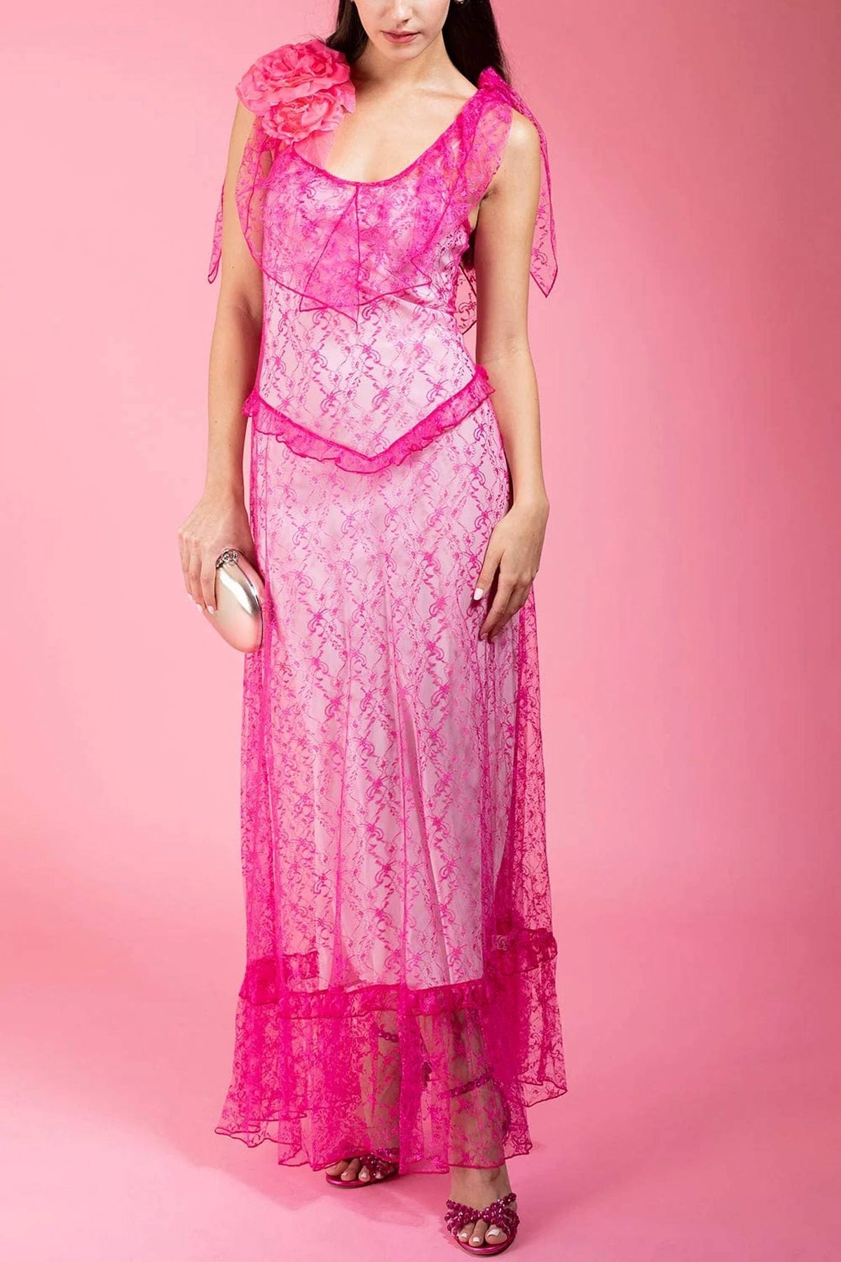 Rodarte - Floral Lace Dress With Ruffles