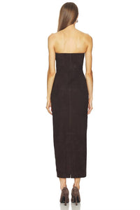 SRG Kim Suede Dress in chocolate - women's dress - alternate view