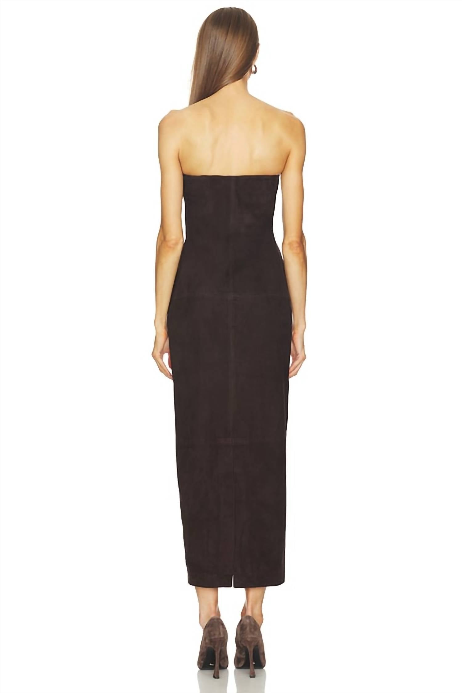 SRG Kim Suede Dress in chocolate - women's dress - alternate view