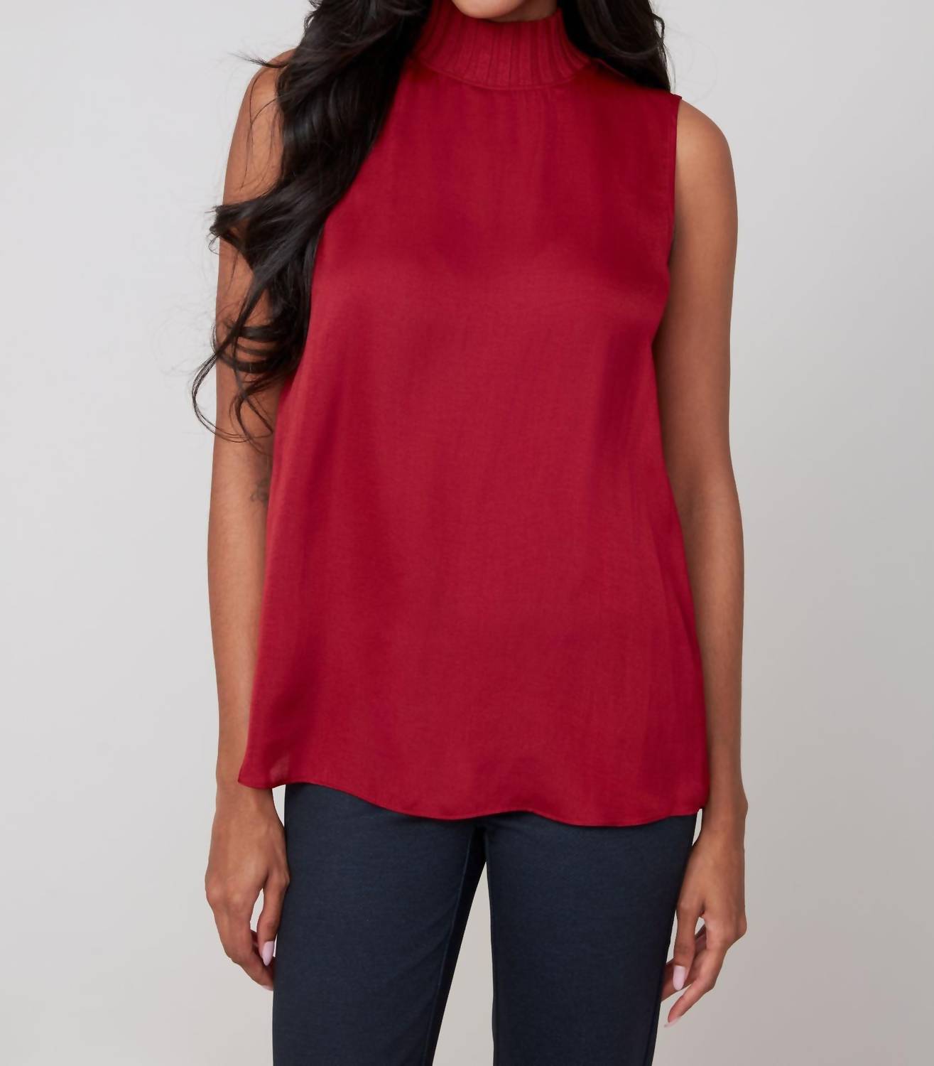 Renuar - Mock Neck Sleeveless Top