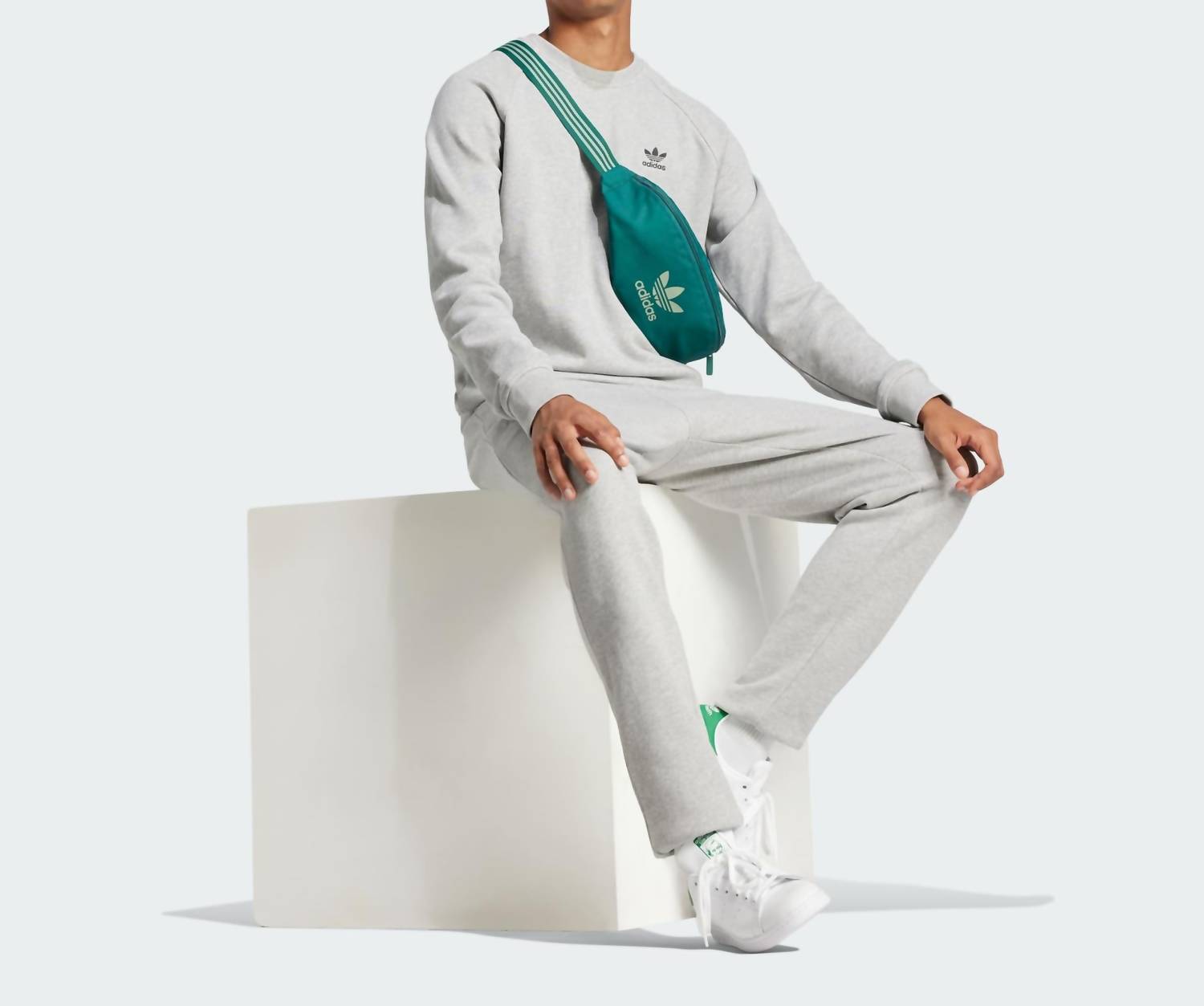 adidas Trefoil Essentials French Terry Pants in medium grey heather - men's pants - alternate view