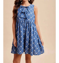 In-Loom - Eleanor Chambray Embroidered Bow Mini Dress