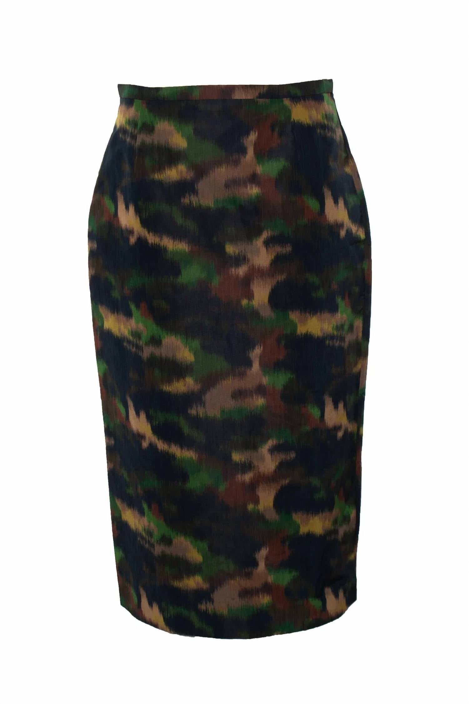 Rochas - Pre-loved Women's Paris Camouflage Printed Midi Skirt