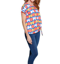 Multiples Pop Art Dot Tie-waist Top in geo multi - women's blouse - detail view