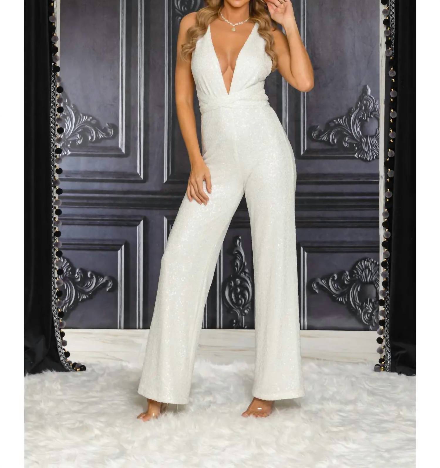 Ricarica - Sequin Multi Way Top Wide Leg Jumpsuit