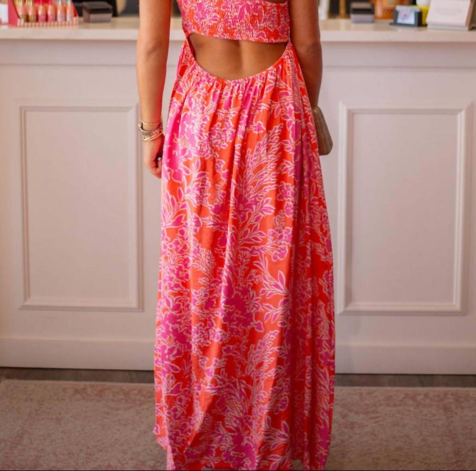 By Together Already Yours Floral Maxi Dress in orange pink - women's dress - alternate view