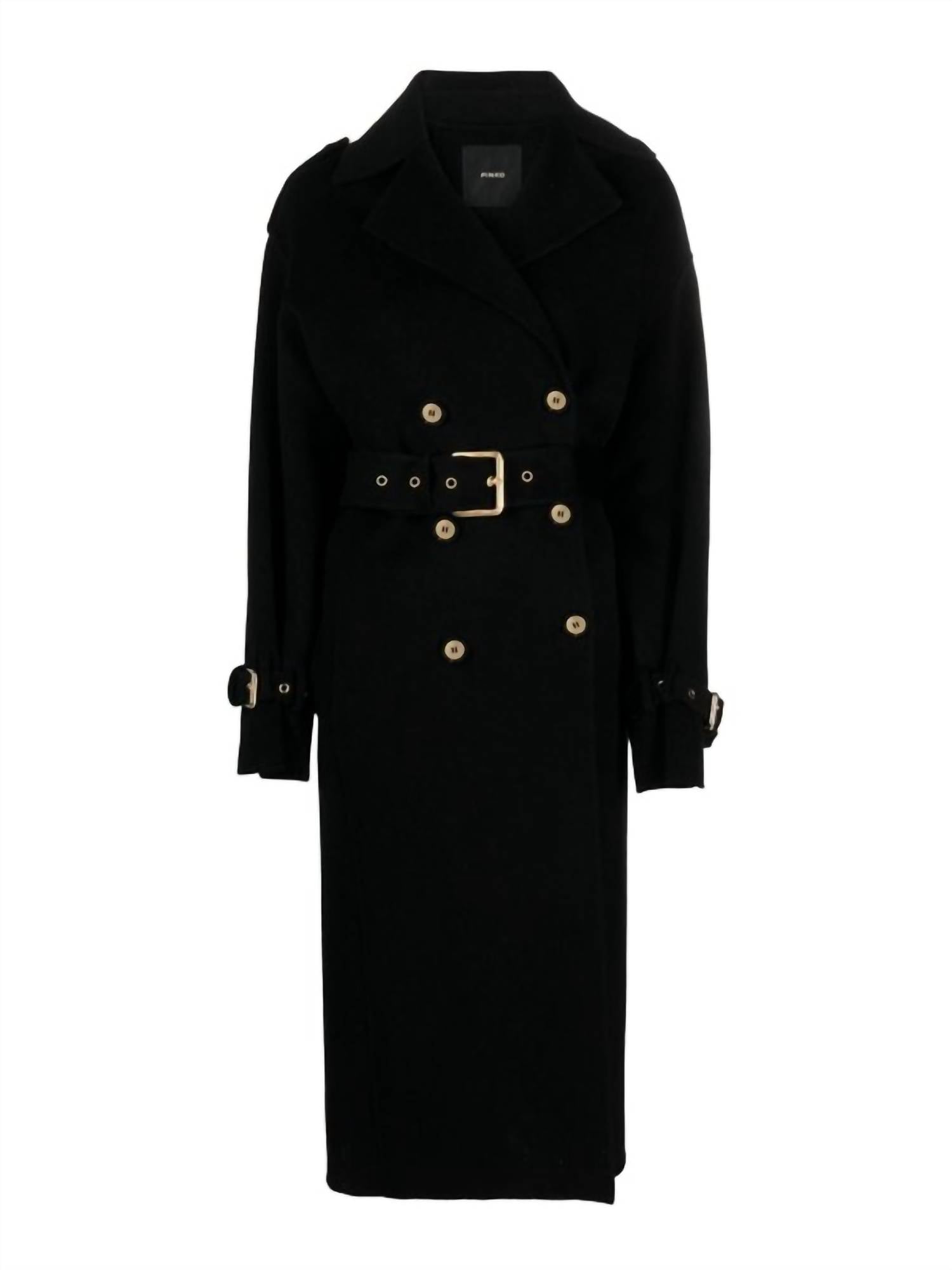 PINKO Wool Double-breasted Coat in black - women's jacket - view 4