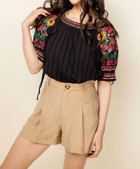 Thml - Tying It All Together Embroidered Sleeve Top